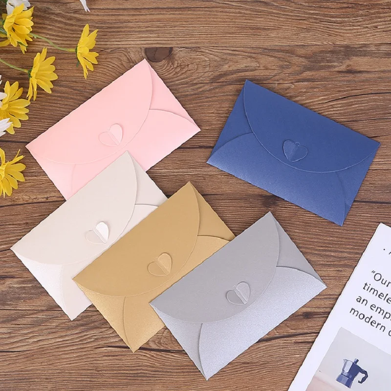 Wax Seal Letter Kit - 진주 빛 종이 러브 버클 봉투,