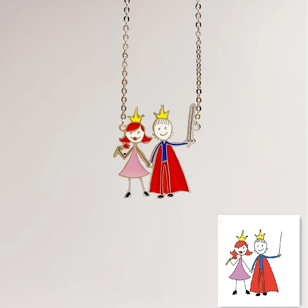 맞춤형 에나멜 펜던트 목걸이 어린이 그림 제작 참 장식 - Name Necklace Custom 리뷰 및 가격